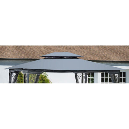 13x10 Ft Patio Double Roof Gazebo Replacement Canopy Top Fabric, Gray