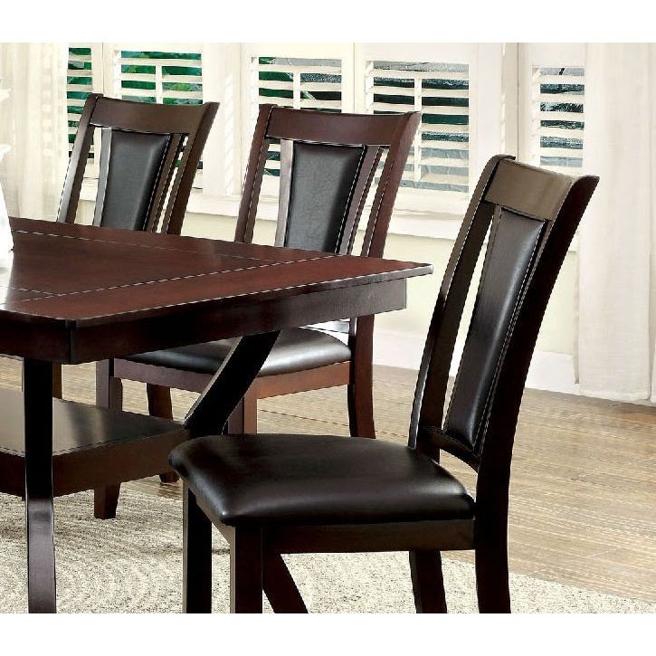 Contemporary Set of 2 Side Chairs Dark Cherry And Espresso Solid wood Chair Padded Leatherette Upholstered Seat Kitchen Dining Room Furniture