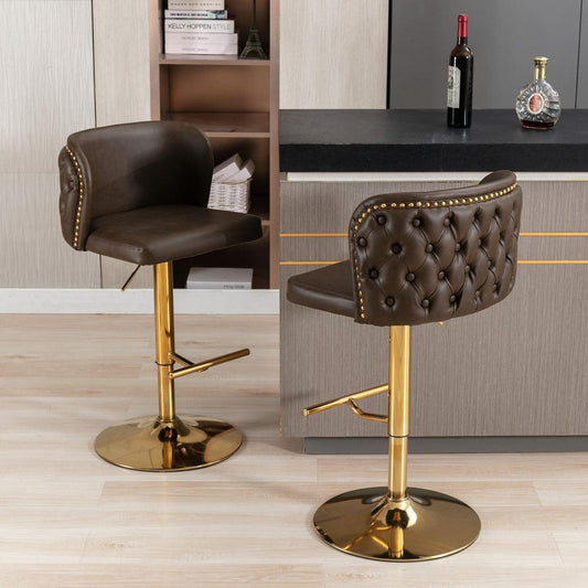 Swivel Barstools Adjusatble Seat Height, Modern PU Upholstered Bar Stools with the whole Back Tufted, for Home Pub and Kitchen Islandrown, Set of 2)