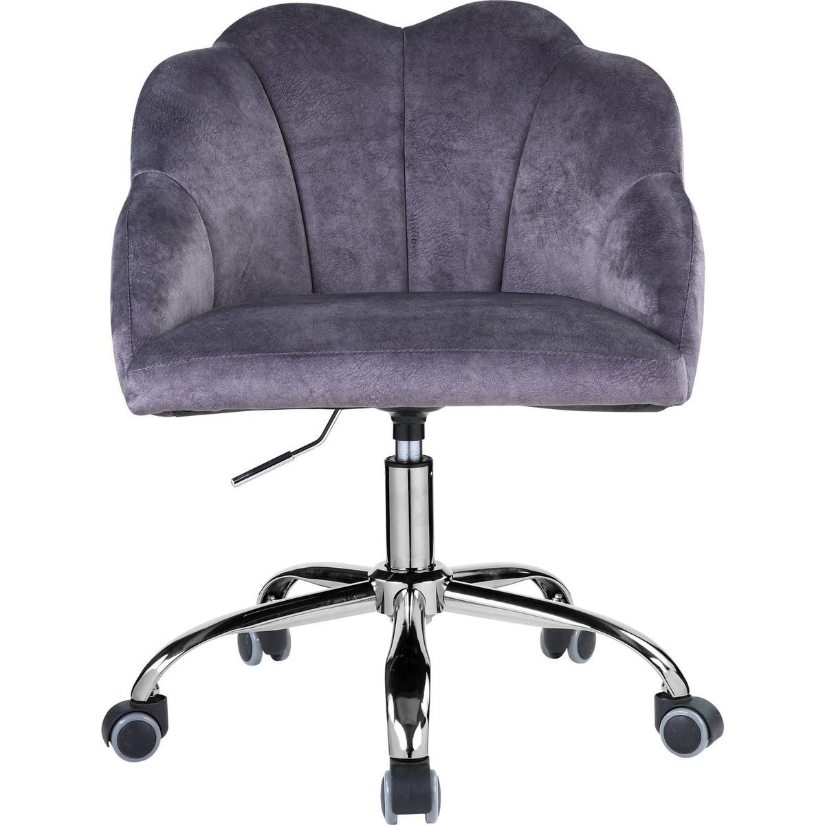 Rowse Office Chair in Dark Gray Velvet & Chrome Finish