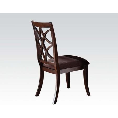 Keenan Side Chair (Set-2) in Brown Microfiber & Dark Walnut