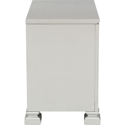 Glamorous Modern Design 1pc Nightstand of 2x Drawers Faux Crystal Knobs Silver Finish Furniture