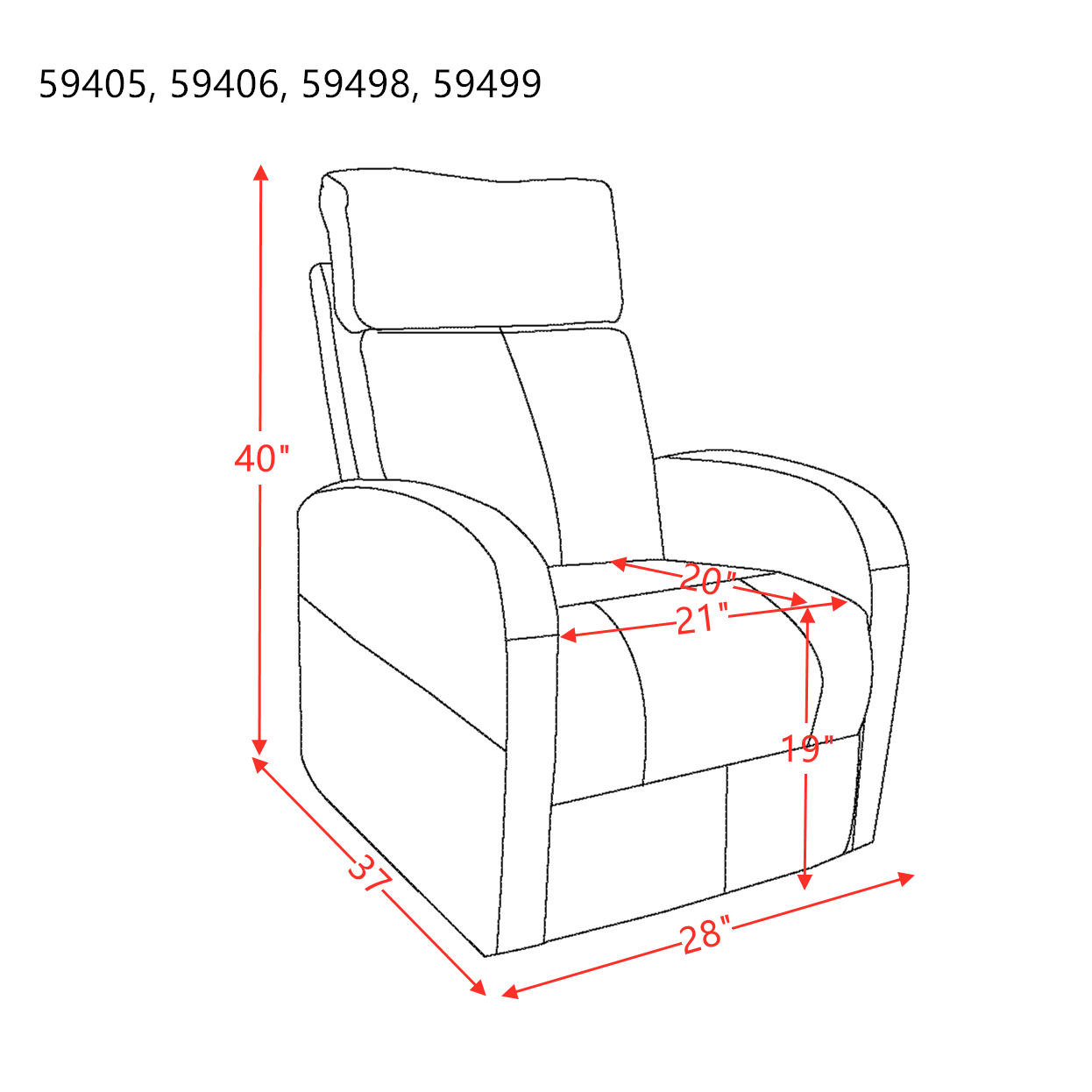 Ricardo Recliner w/Power Lift in Red PU