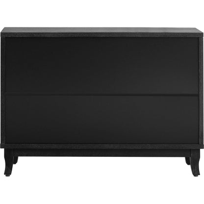 Sideboard with Glass Doors, 3 Door Mirrored Buffet Cabinet with Silver Handle for Living Room, Hallway, Dining Room (Black)