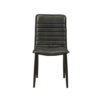 Hosmer Side Chair (Set-2) in Black Top Grain Leather & Antique Black