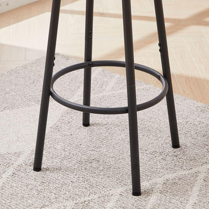 Round bar stool set with shelves, stool with backrest Rustic Brown, 23.6" Dia x 35.4" H - Streamdale Furniture