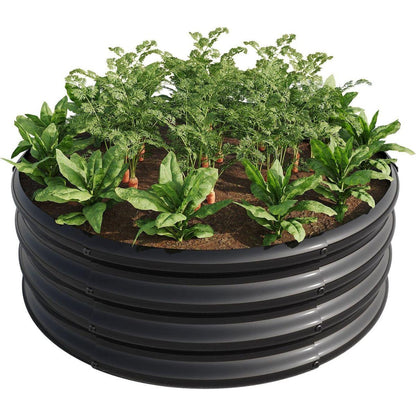 32.08"x11.4" Tall Round Raised Garedn Bed,Metal Raised Beds for Vegetables, Outdoor Garden Raised Planter Box, Backyard Patio Planter Raised Beds for Flowers, Herbs, Fruits Black
