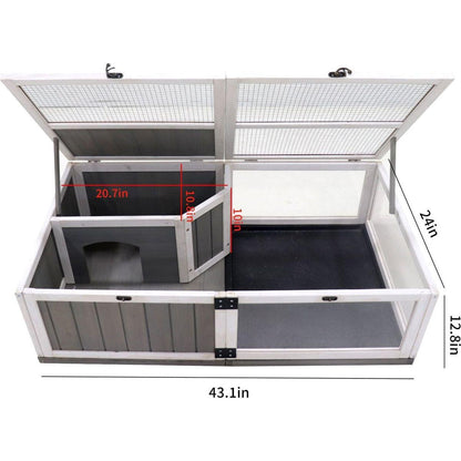 Tortoise Habitat Wooden Tortoise House w/Removable Waterproof Tray Indoor Turtle Enclosure for Small Animals Outdoor Wooden Reptile Cage