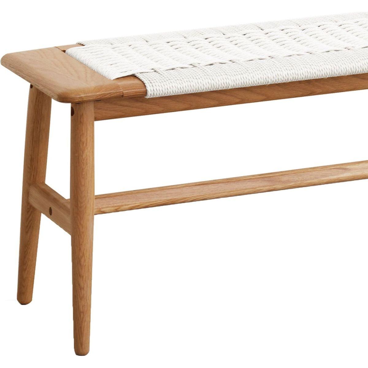 Design Natural Oak Wood Dining Bench Bed Bench for Dining Room, Bedroom, Bathroom (White) - Streamdale Furniture