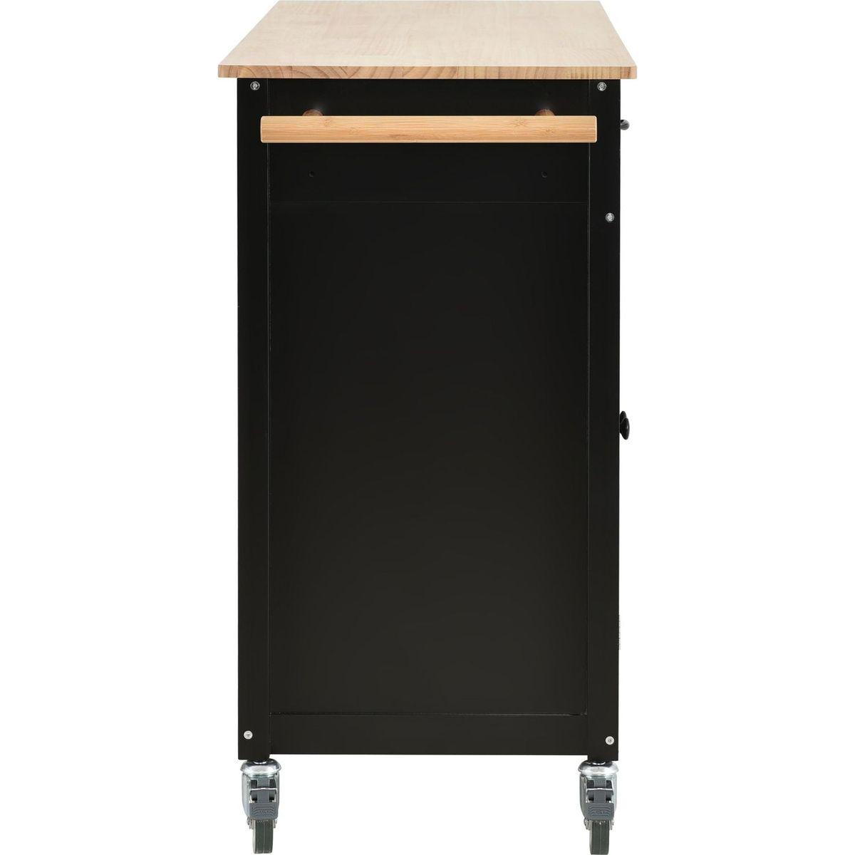 Kitchen Island Cart with Solid Wood Top and Locking Wheels4.3 Inch Width Door Cabinet and Two Drawerspice Rack, Towel Rack black) - Streamdale Furniture