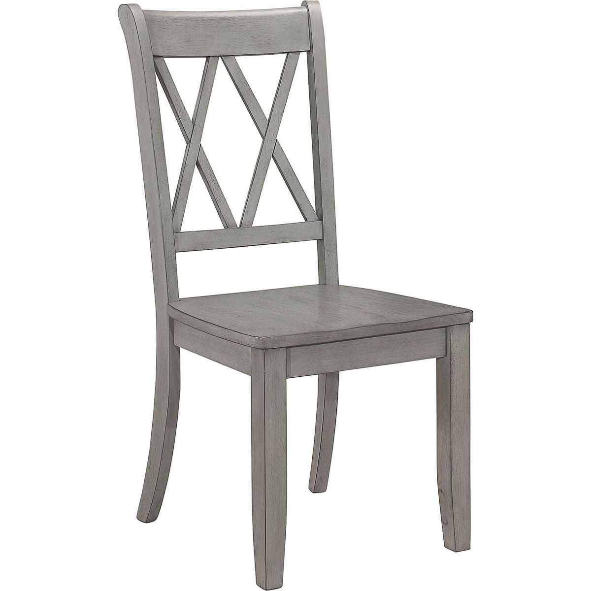 Casual Gray Finish Side Chairs Set of 2 Pine Veneer Transitional Double-X Back Design Dining Room Furniture