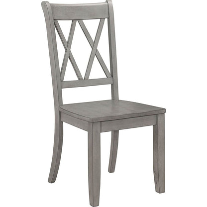 Casual Gray Finish Side Chairs Set of 2 Pine Veneer Transitional Double-X Back Design Dining Room Furniture