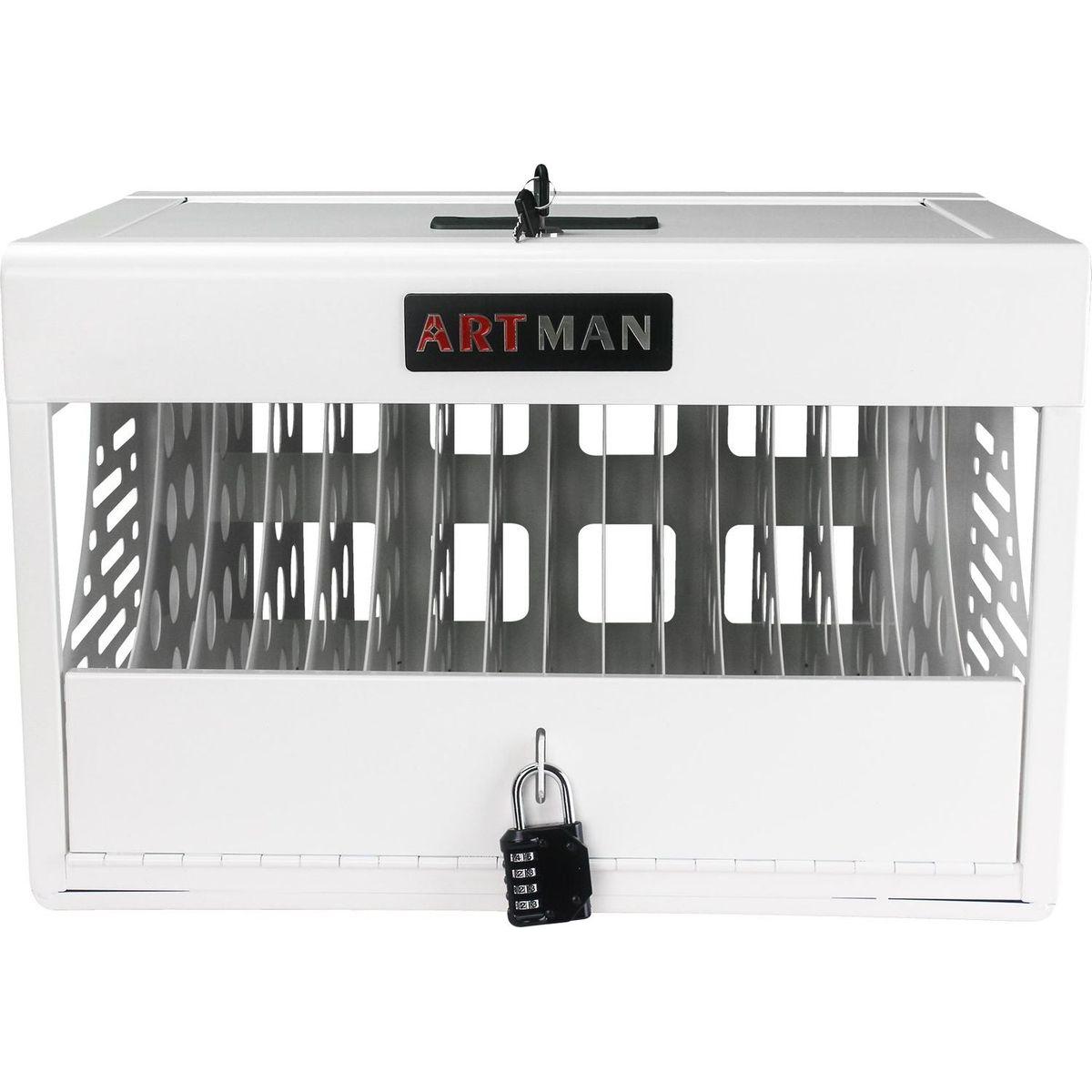16 Bay Charging Cabinet for Laptop, Chromebook, Locking Charging Station-WHITE