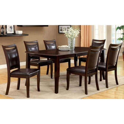 Transitional Dining Room Side Chairs Set of 2 Chairs only Dark Cherry / Espresso Padded Leatherette Seat