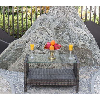 Outdoor patio Furniture Coffee Table with clear tempered glass