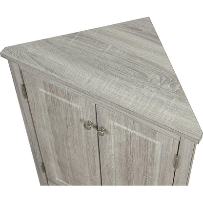 Oak Triangle Bathroom Storage Cabinet with Adjustable Shelves, Freestanding Floor Cabinet for Home Kitchen