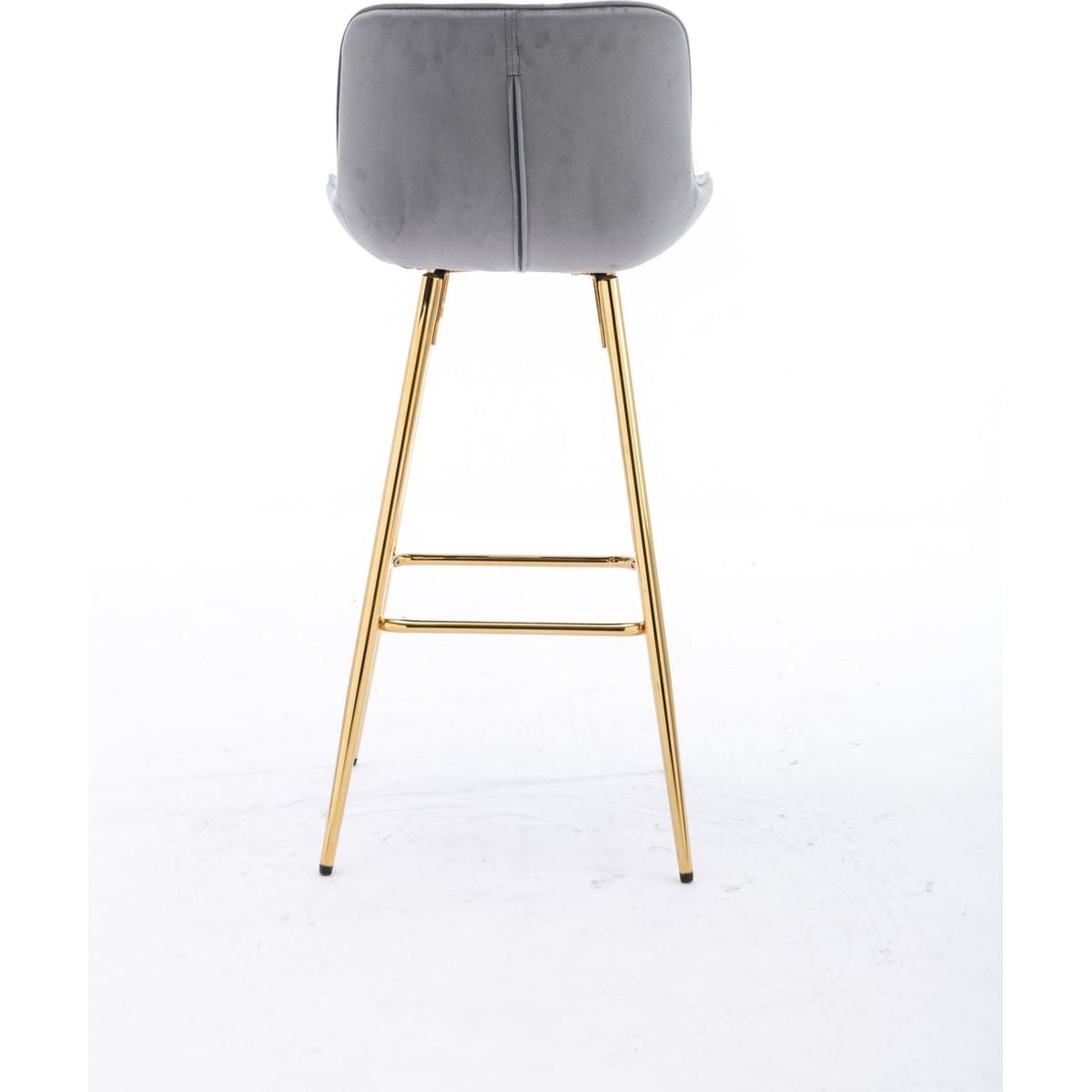 26 Inch Set of 2 Bar Stools, with Chrome Footrest Velvet Fabric Counter Stool Golden Leg Simple Bar Stool, GRAY