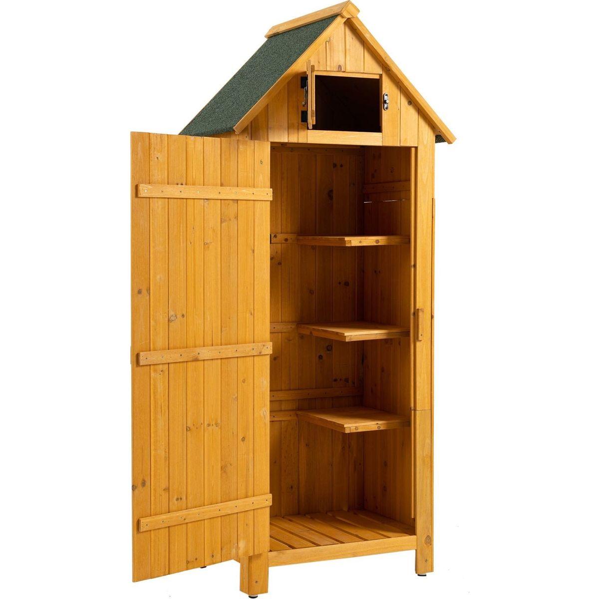 30.3" L X 21.3" W X 70.5" H Outdoor Storage Cabinet Tool Shed Wooden Garden Shed Natural