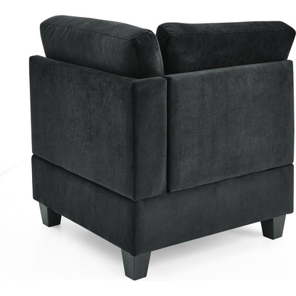 U shape Modular Sectional Sofa DIY Combination Includes Two Single Chair Two Corner and Two Ottoman Black Velvet.