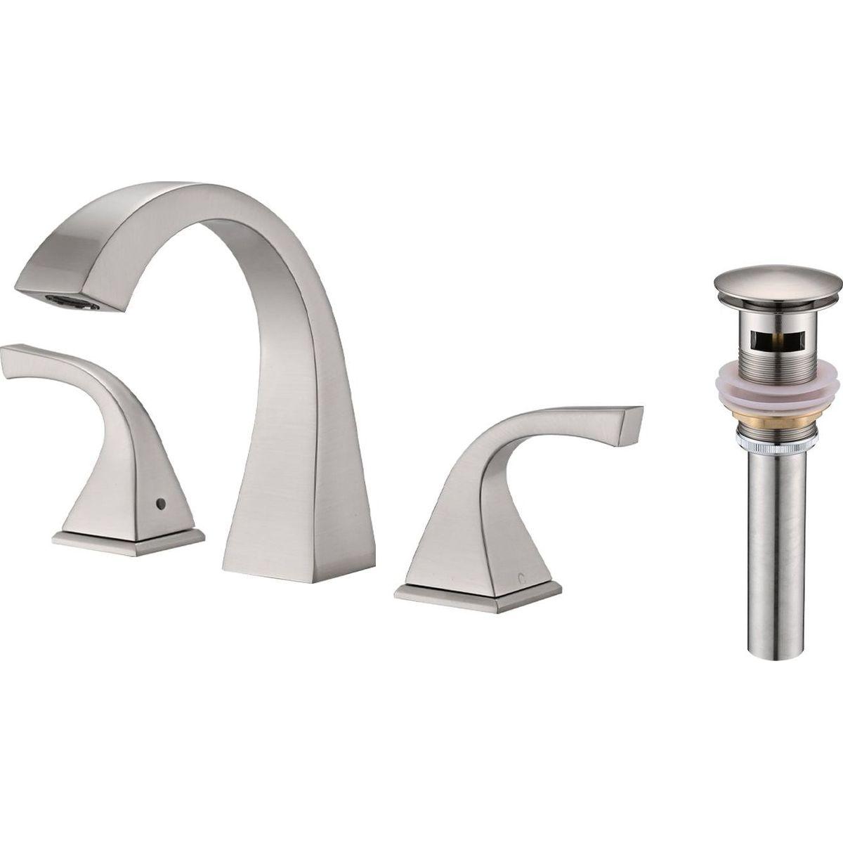 2-Handle Bathroom Sink Faucet with Drain, Brushed Nickel