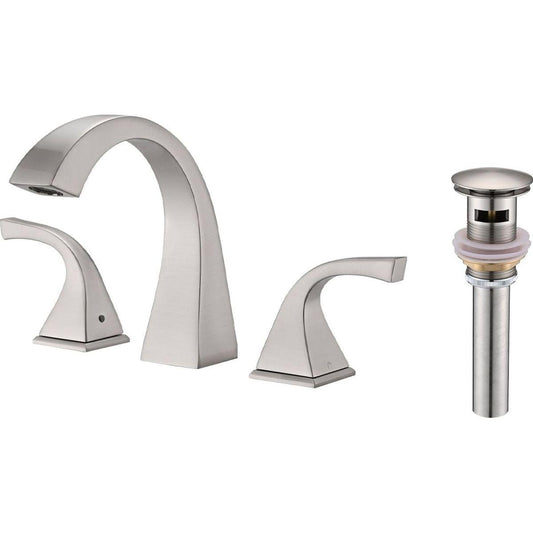 2-Handle Bathroom Sink Faucet with Drain, Brushed Nickel