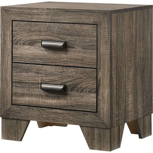 1pc Transitional 2-Drawer Nightstand with Metal Hardware Rustic Gray Finish Bedroom Furniture