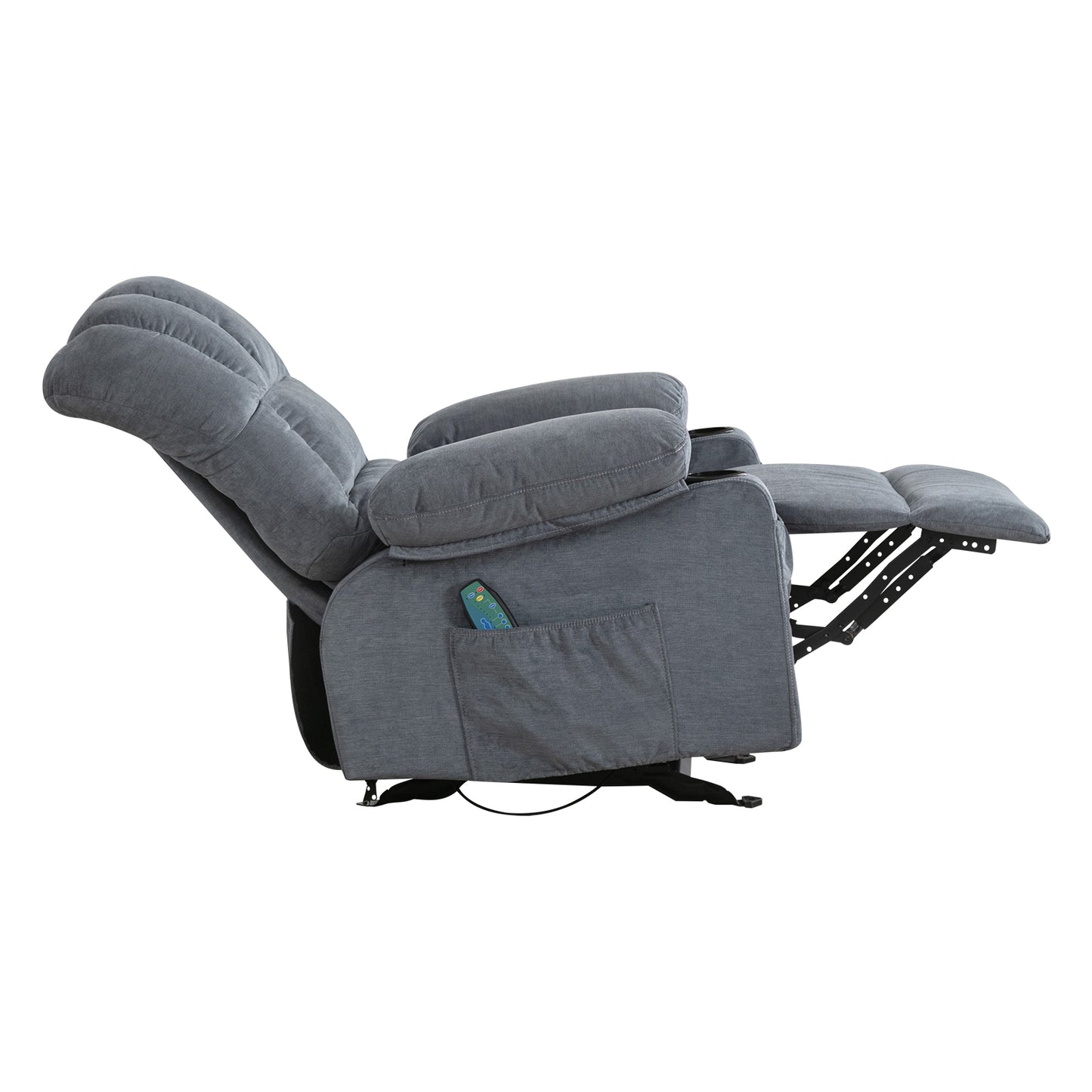 Recliner Chair Massage Heating sofa with USB and side pocket, 2 Cup Holders (Blue)