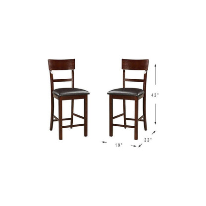 Set of 2 Chairs Dining Room Furniture Dark Brown Cushioned Solid wood Counter Height Chairs