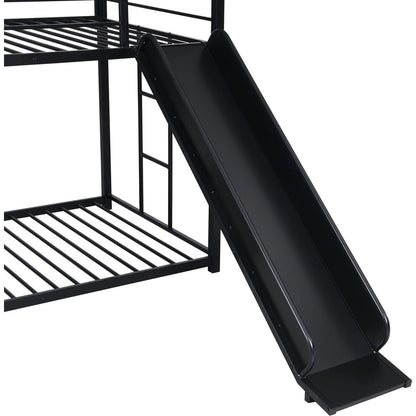 Metal bunk bed with slide and steps