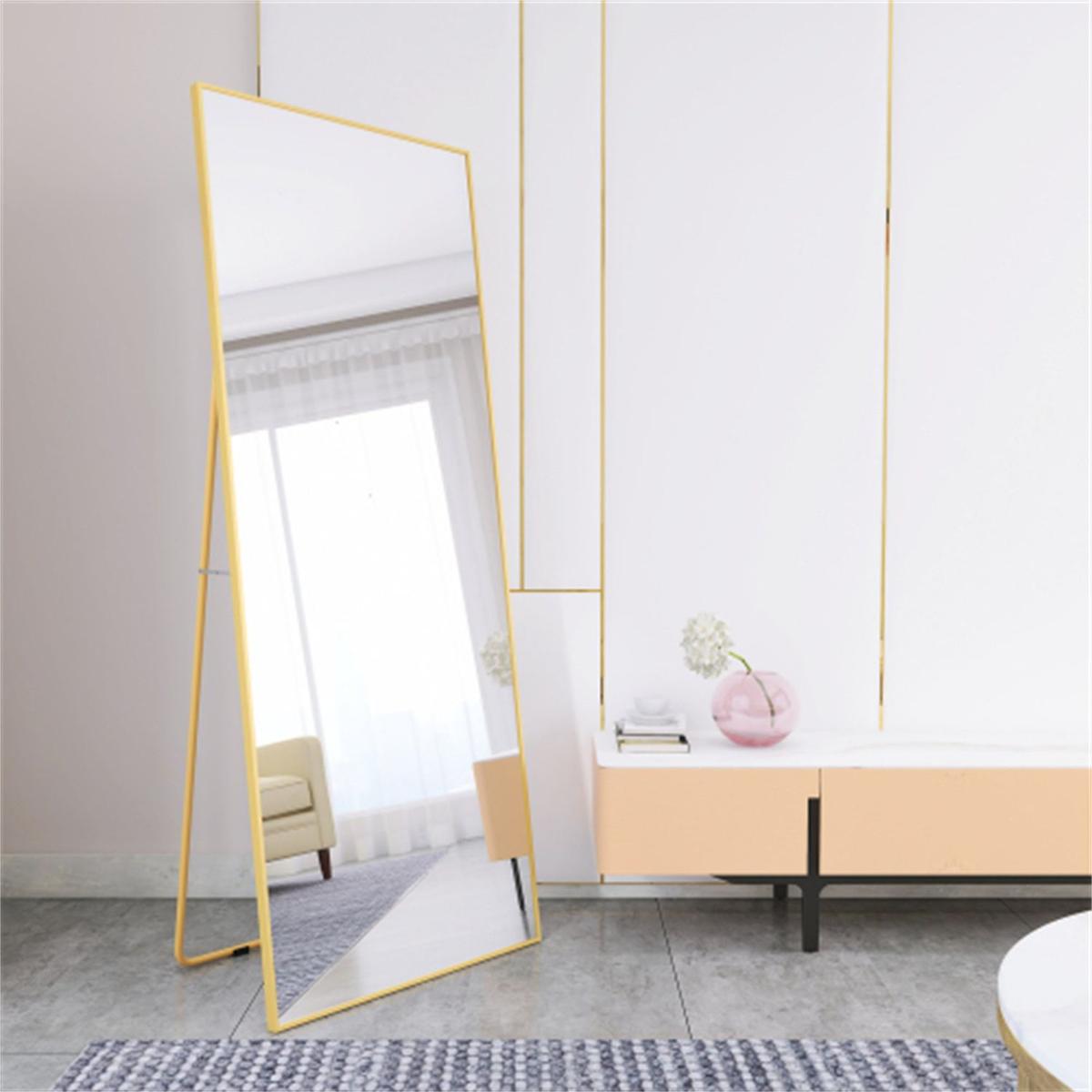 Wall-Mounted Alloy Frame Full Length Mirror, Golden