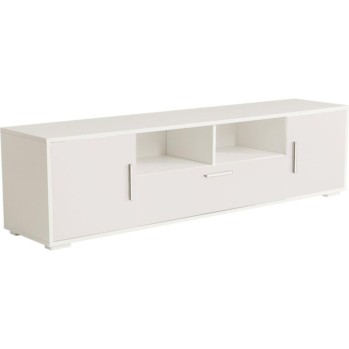 QUICK ASSEMBLE WHITE modern TV Stand, only 20 minutes to finish assemble, with LED Lights, high glossy front TV Cabinet, can be assembled in Lounge Room, Living Room or Bedroom, color:WHITE