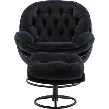 Accent chair TV Chair Living room Chair with Ottoman-BLACK