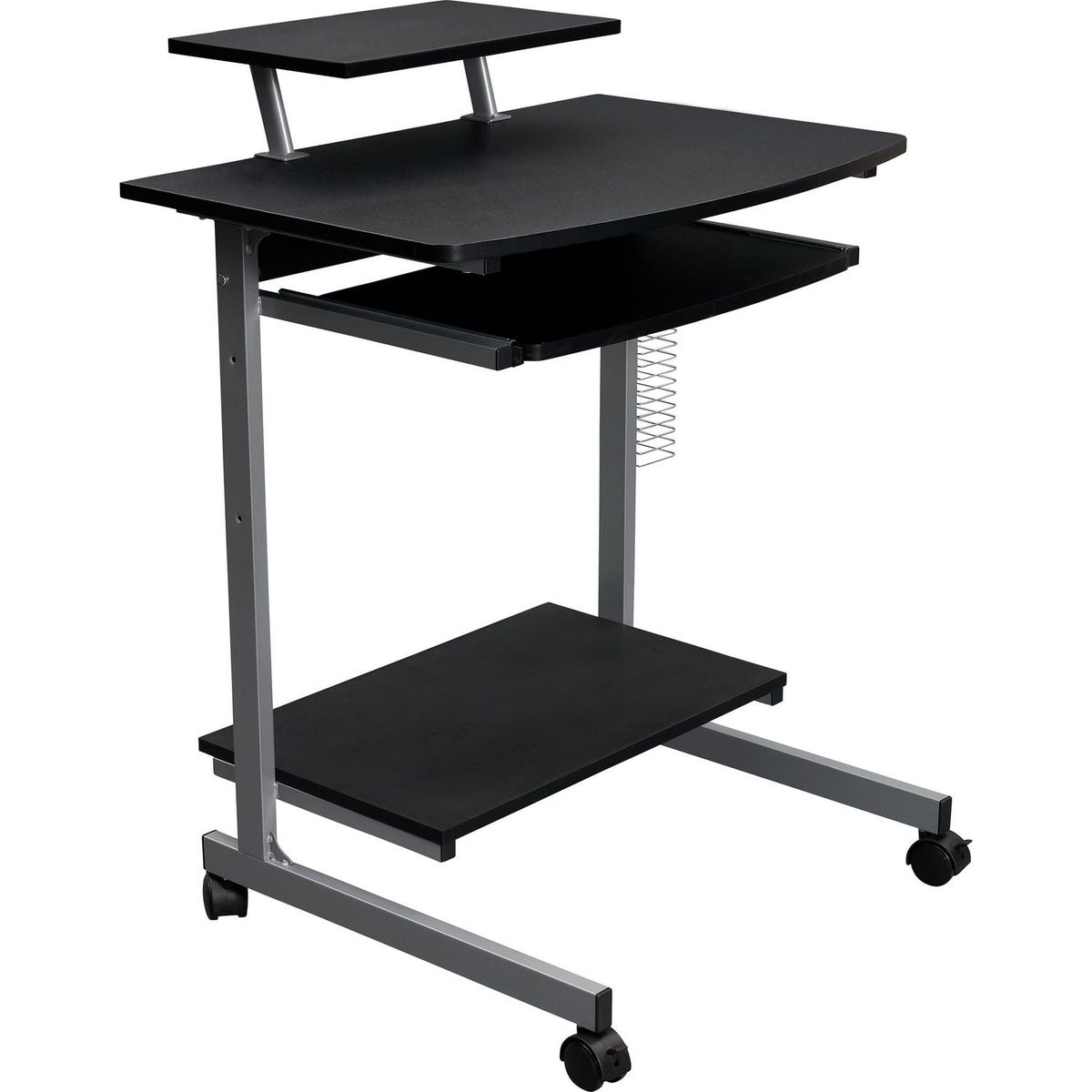 Compact Computer Cart With Storage, Graphite