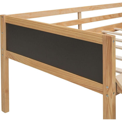 Twin size Loft Bed Wood Bed with Two Storage Boxes - Natrual ()