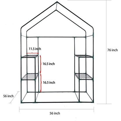 Mini Walk-in Greenhouse Indoor Outdoor -2 Tier 8 Shelves- Portable Plant Gardening Greenhouse (56L x 56W x 76H Inches), Grow Plant Herbs Flowers Hot House