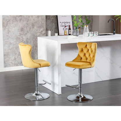 Swivel Velvet Barstools Adjustable Seat Height from 25-33 Inch - Streamdale Furniture