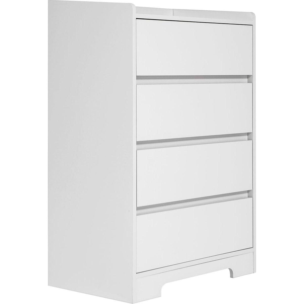 4 Drawer Dresser, Chest of Drawers Without Handle, White Dresser for Bedroom 100% Waterproof, Modern Wooden Cabinet with Sturdy Frame for Living Room, Entryway, Bedroom, Hallway, Office