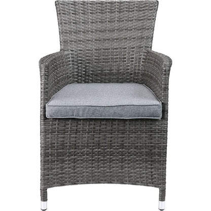 Tashelle Patio Bistro Set (3Pc) in Gray Fabric & Gray Wicker