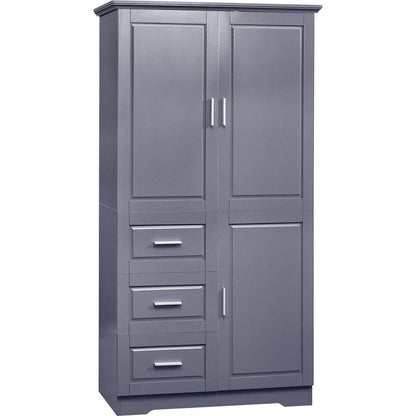Tall and Wide Storage Cabinet with Doors for Bathroom/Office, Three Drawers, Grey