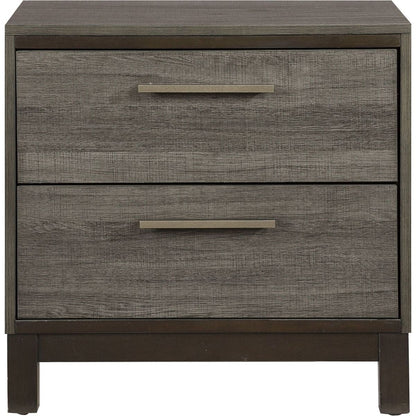 Contemporary Styling 1pc Nightstand of 2x Drawers w Antique Bar Pulls Two-Tone Finish Wooden Bedroom Furniture