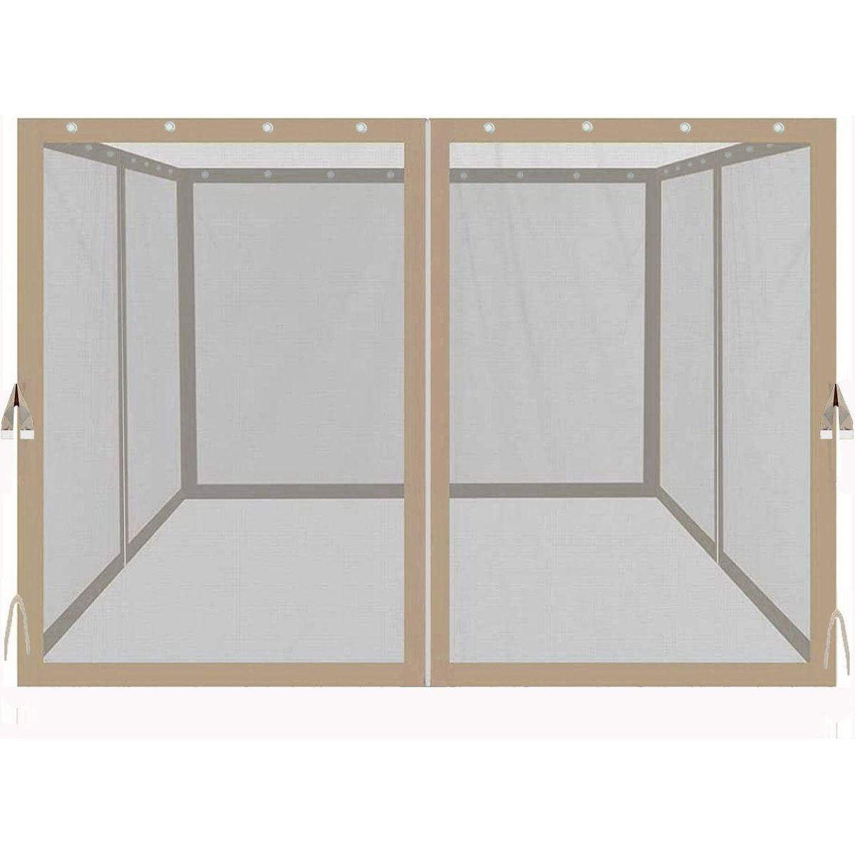 10x10 Ft Gazebo Replacement Mosquito Netting with Zippers, 4-Side Mesh Walls for Patio Gazebos