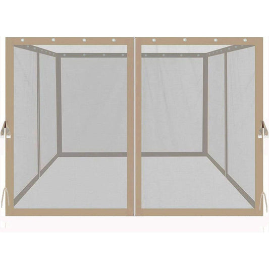 10x10 Ft Gazebo Replacement Mosquito Netting with Zippers, 4-Side Mesh Walls for Patio Gazebos