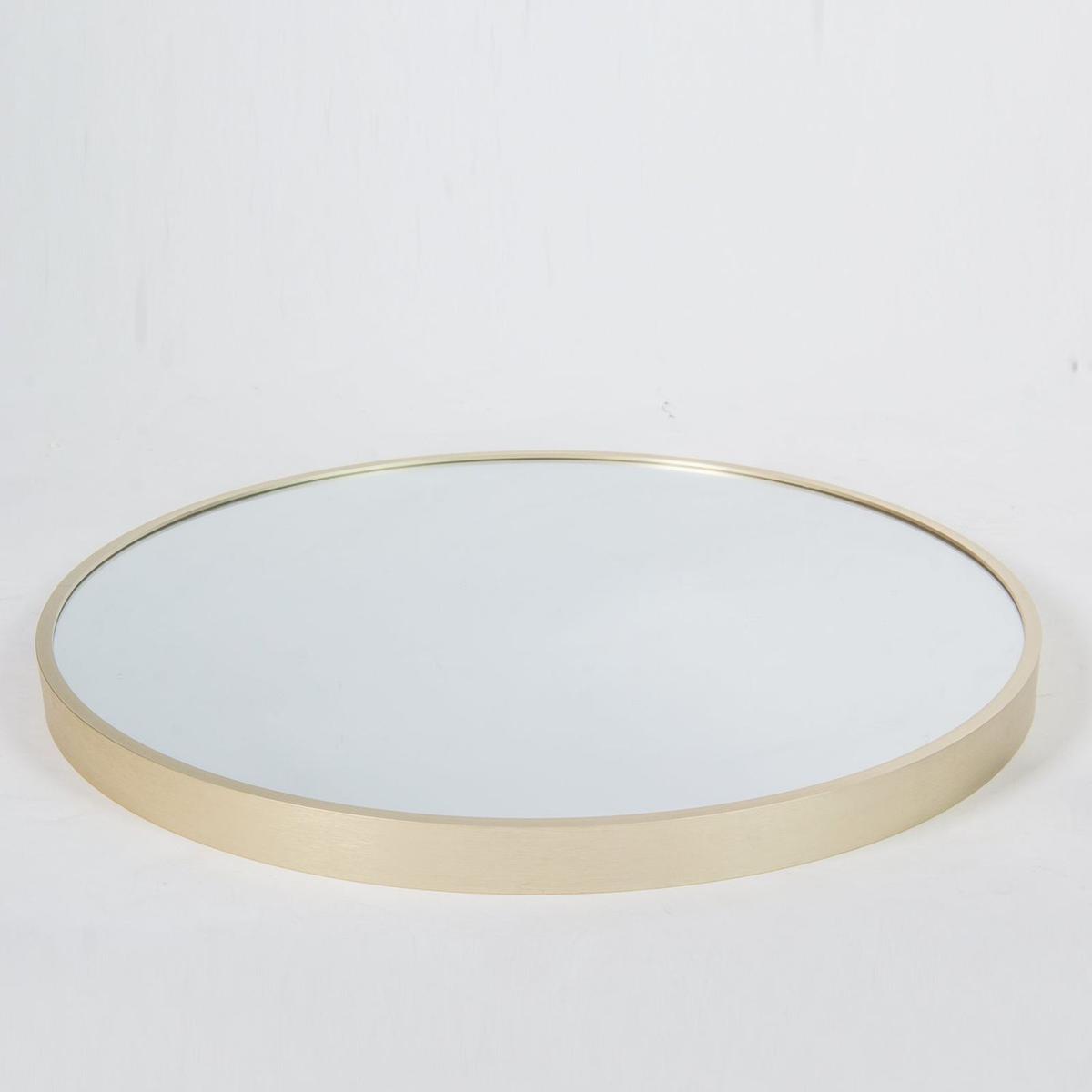 Matte Gold Wall Mirror 32" Round Mirror Metal Framed Mirror Circle Wall-Mounted Mirror, Large Circular Mirror for Bathroom Wall Decor Living Room