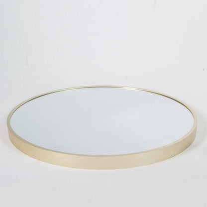 Matte Gold Wall Mirror 32" Round Mirror Metal Framed Mirror Circle Wall-Mounted Mirror, Large Circular Mirror for Bathroom Wall Decor Living Room