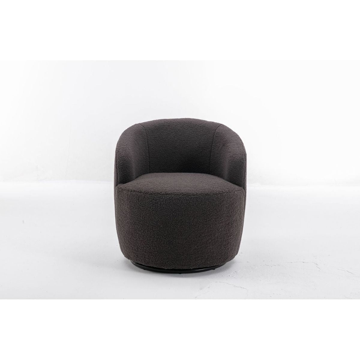 Teddy Fabric Swivel Accent Armchair Barrel Chair With Black Powder Coating Metal Ring,Dark Gray