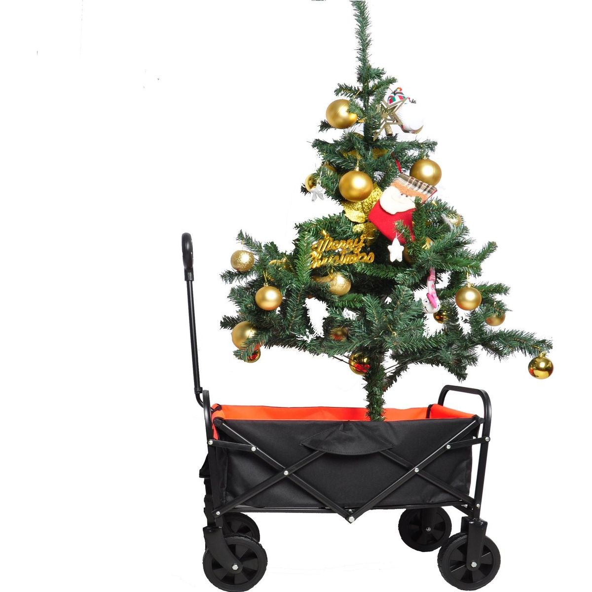 Folding Wagon Garden Shopping Beach Cart black+yellow