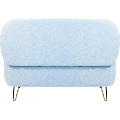 Blue Storage Ottoman Bench for End of Bed Gold Legs, Modern Grey Faux Fur Entryway Bench Upholstered Padded with Storage for Living Room Bedroom