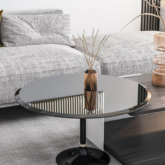32" Inch Round Tempered Glass Table Top Black Glass 2/5 Inch Thick Beveled Polished Edge