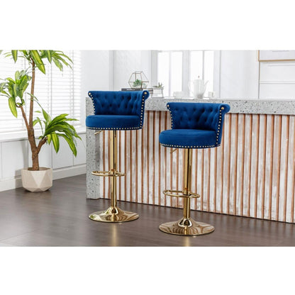 COOLMORE Swivel Bar Stools Set of 2 Adjustable Counter Height Chairs with Footrest for Kitchen, Dining Room 2PC/SET