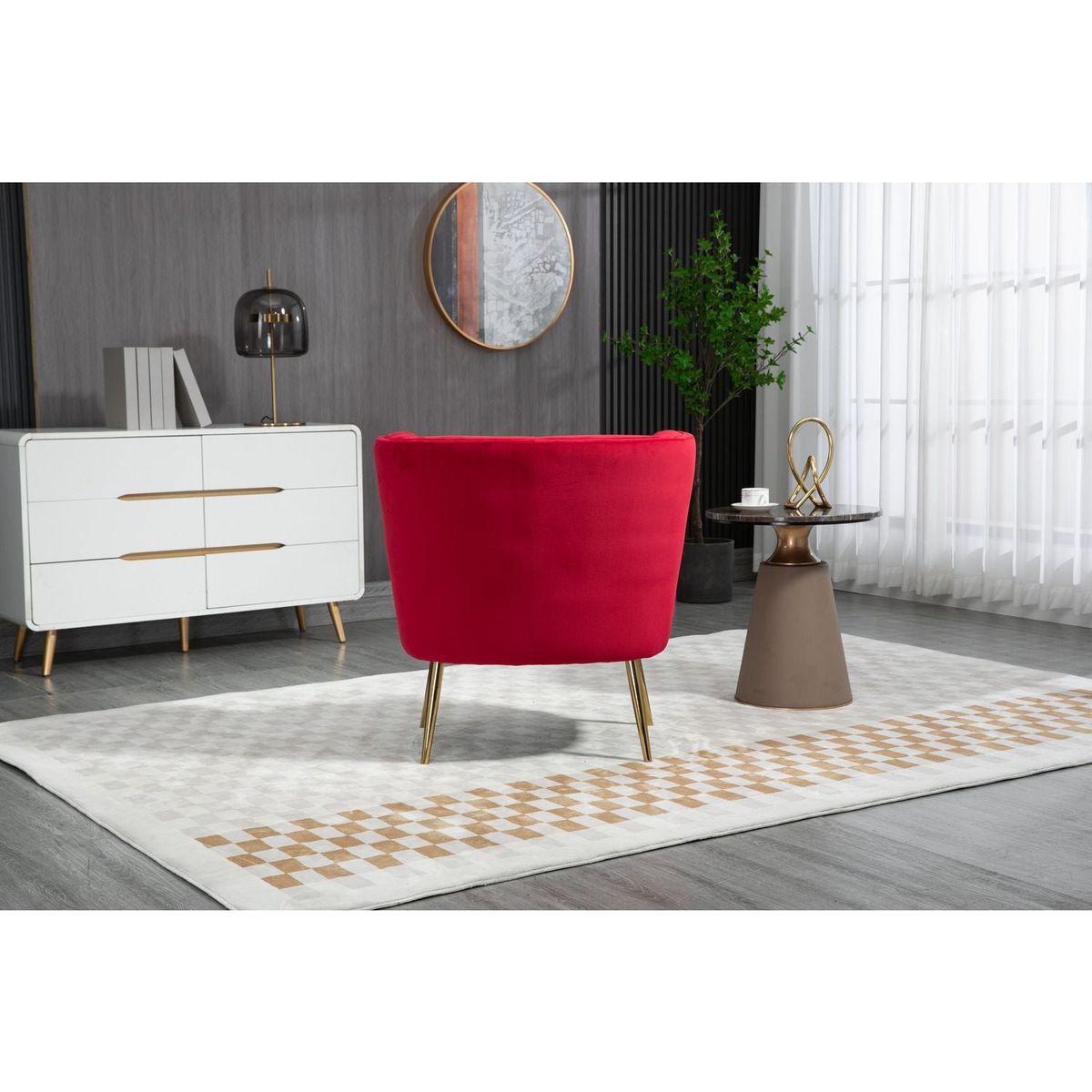 Accent Chair, leisure single chair with Golden feet